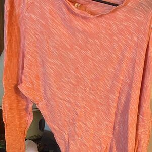 Anthropologie Coral Heathered Long-Sleeve Top